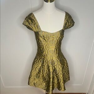 Miu Miu Elegant Gold Brocade Dress